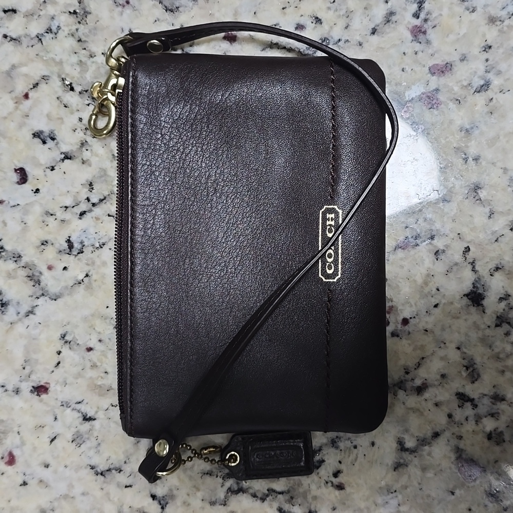 Brown coach wristlet